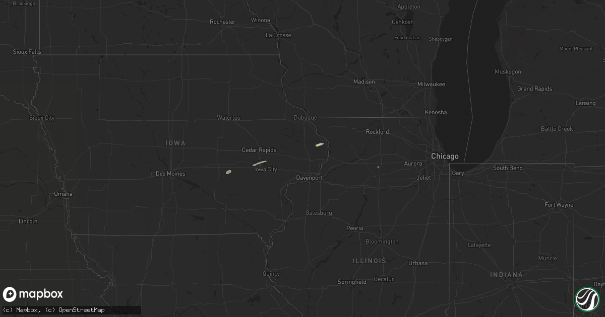 Hail map in Iowa on December 26, 2021