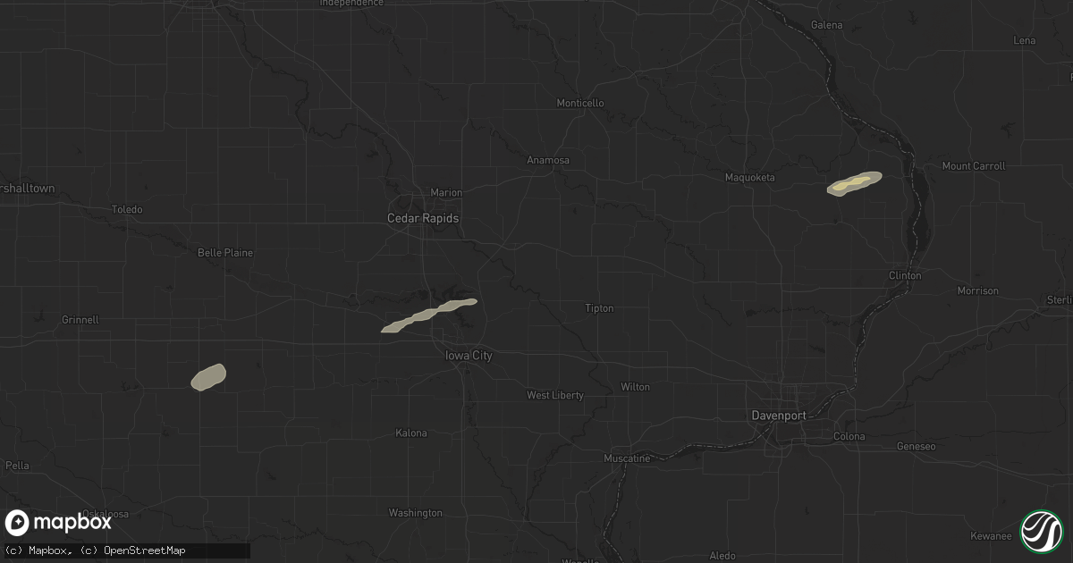 Hail map in Preston, IA on December 26, 2021