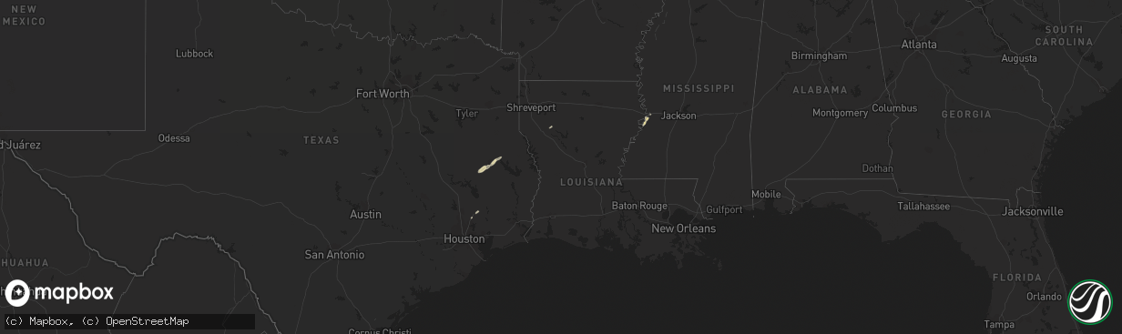 Hail map in Louisiana on December 27, 2014