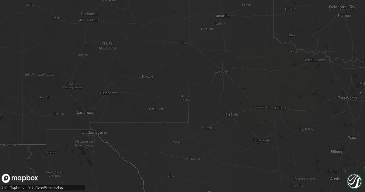 Hail map in New Mexico on December 27, 2019