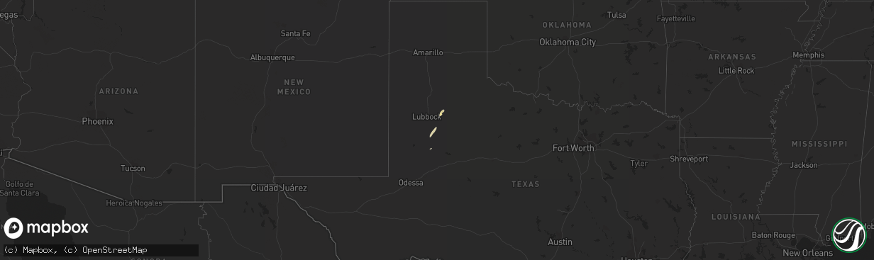 Hail map in Texas on December 29, 2020