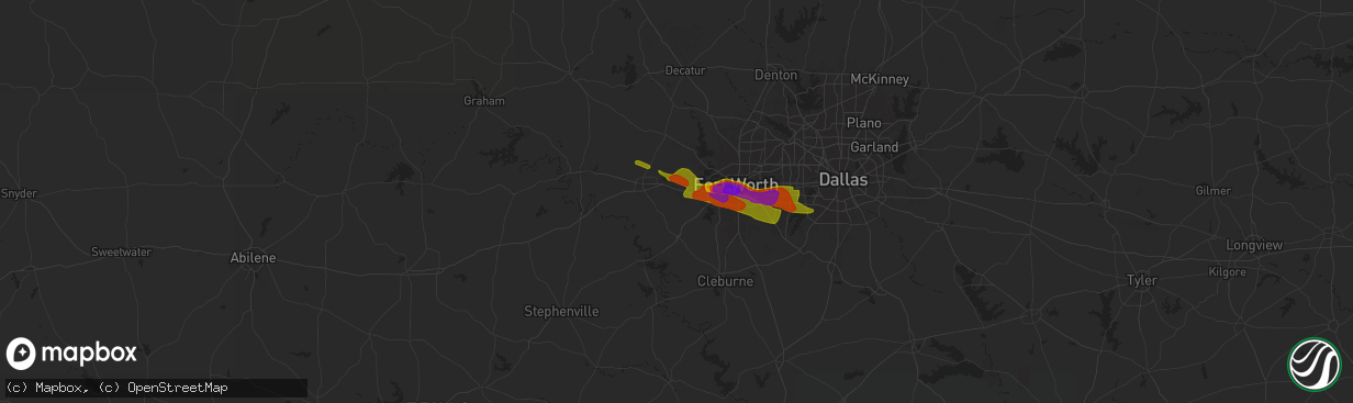 Hail map in Aledo, TX on January 1, 1900