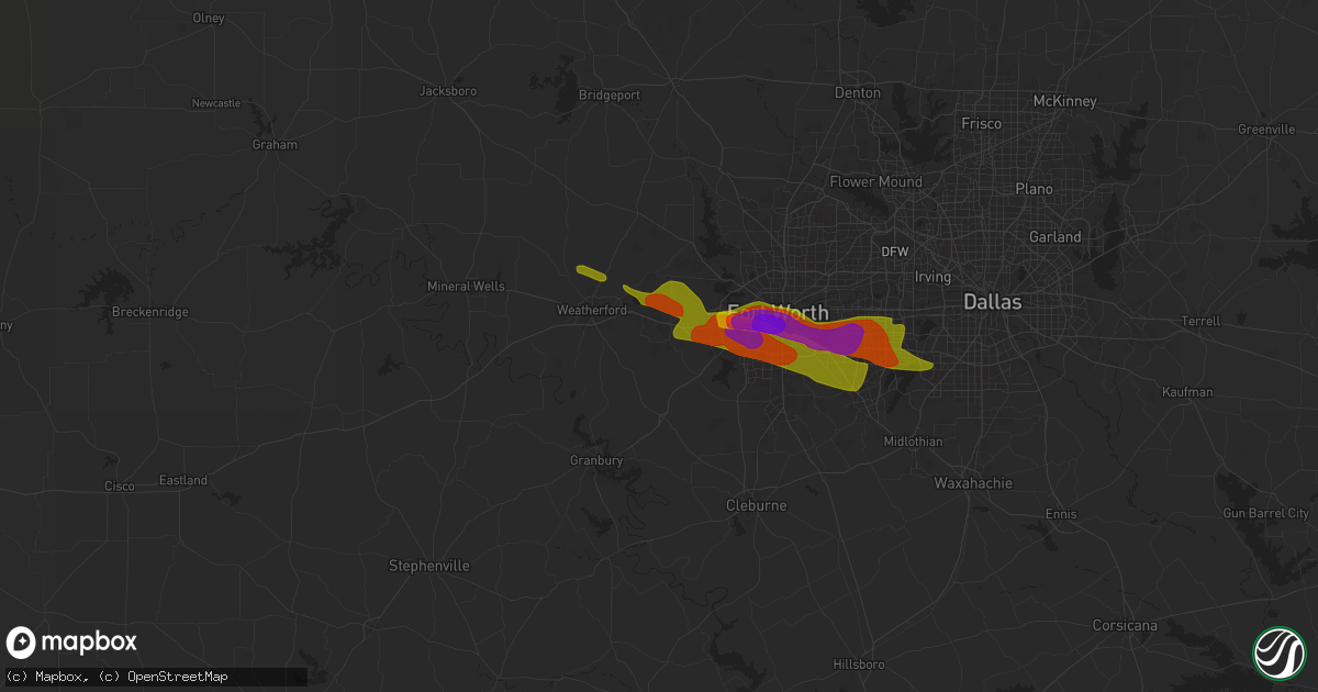 Hail map in Aledo, TX on January 1, 1900