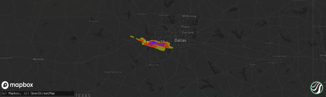 Hail map in Arlington, TX on January 1, 1900