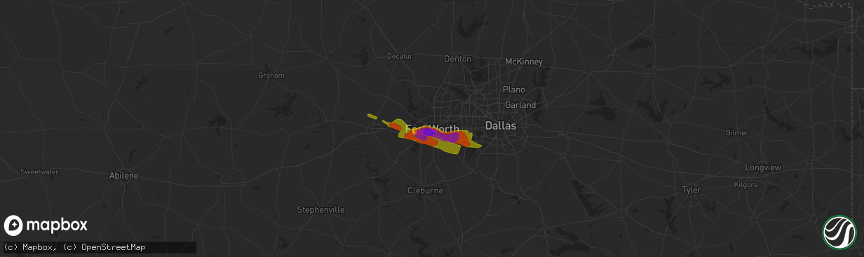 Hail map in Fort Worth, TX on January 1, 1900
