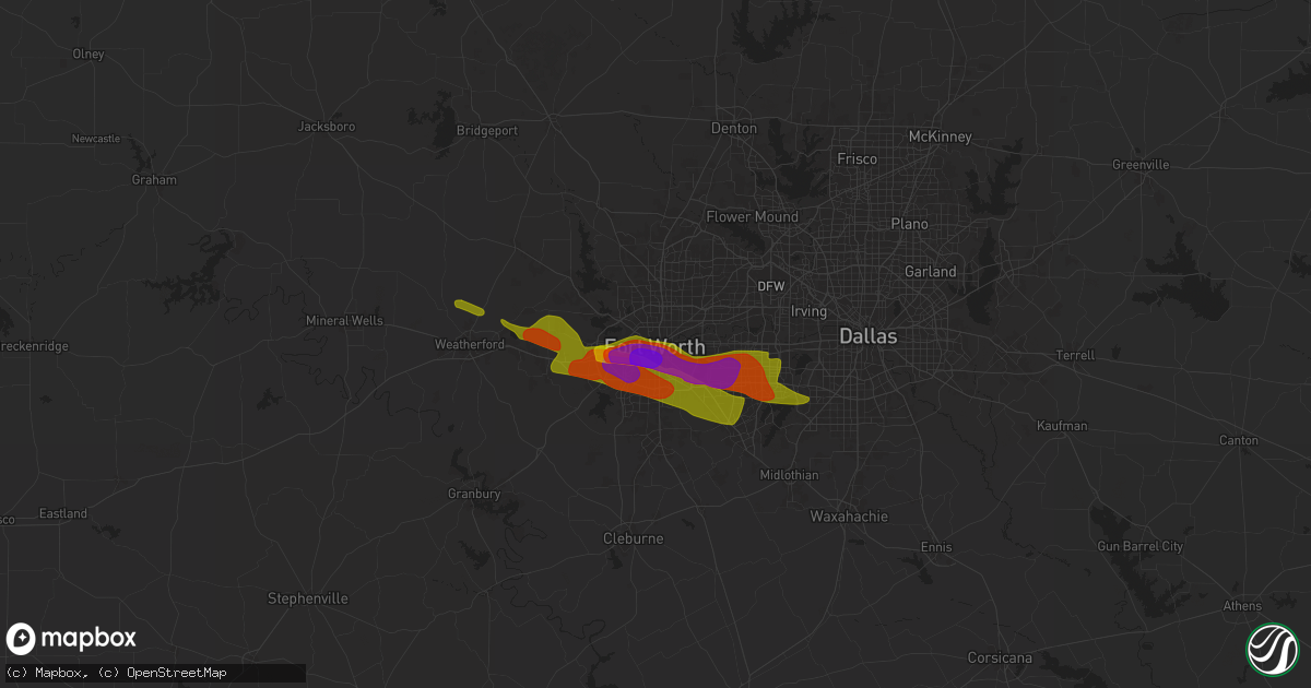 Hail map in Fort Worth, TX on January 1, 1900