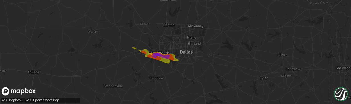 Hail map in Grand Prairie, TX on January 1, 1900