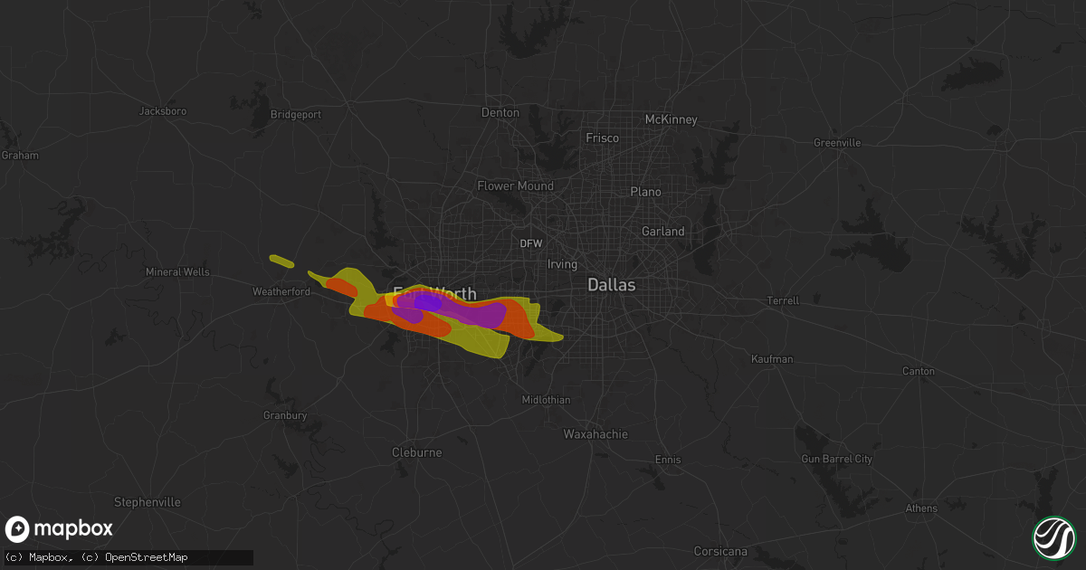 Hail map in Grand Prairie, TX on January 1, 1900