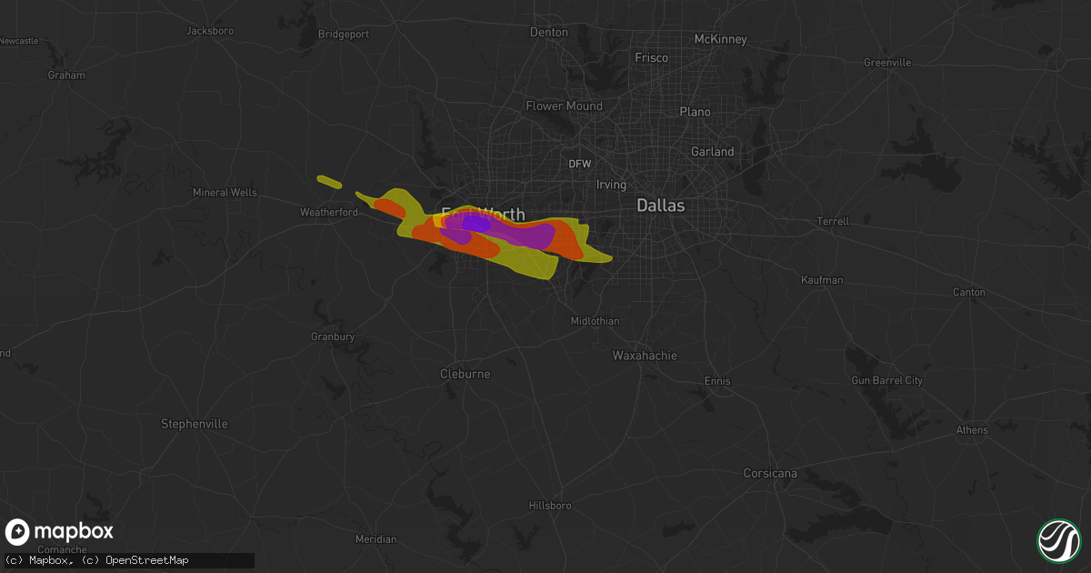 Hail map in Mansfield, TX on January 1, 1900