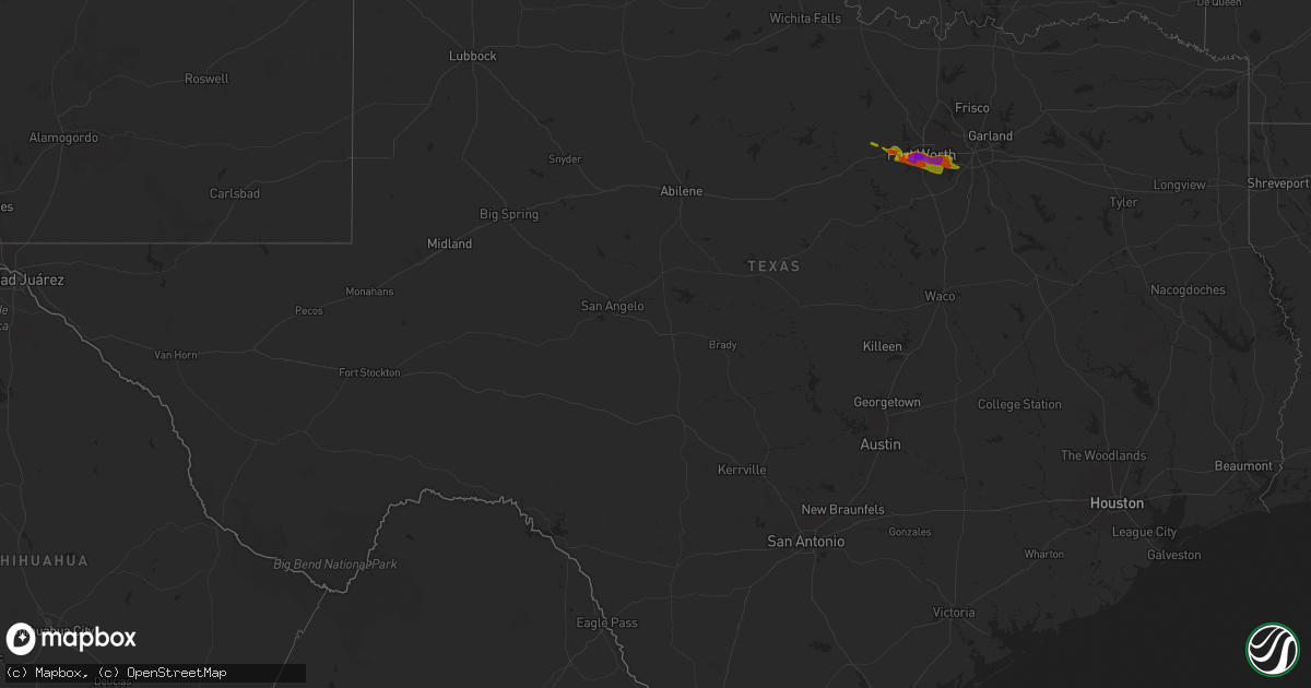 Hail map in Texas on January 1, 1900