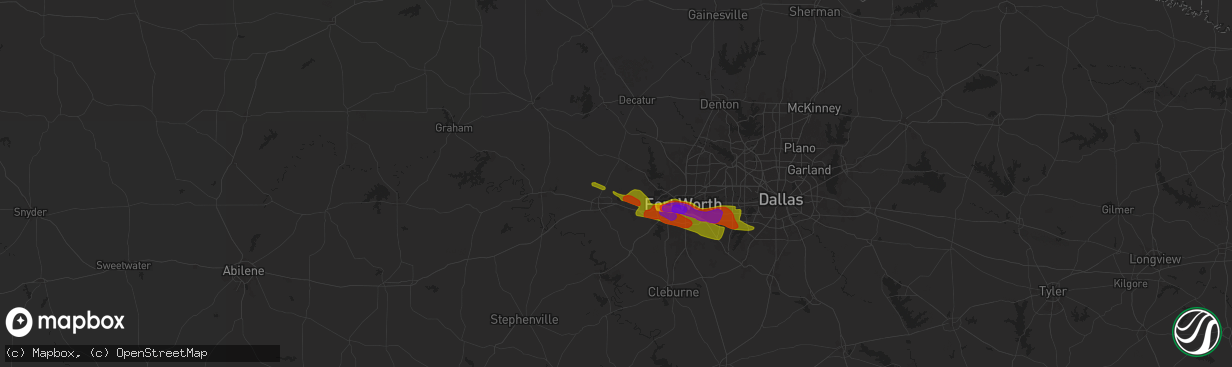 Hail map in Weatherford, TX on January 1, 1900