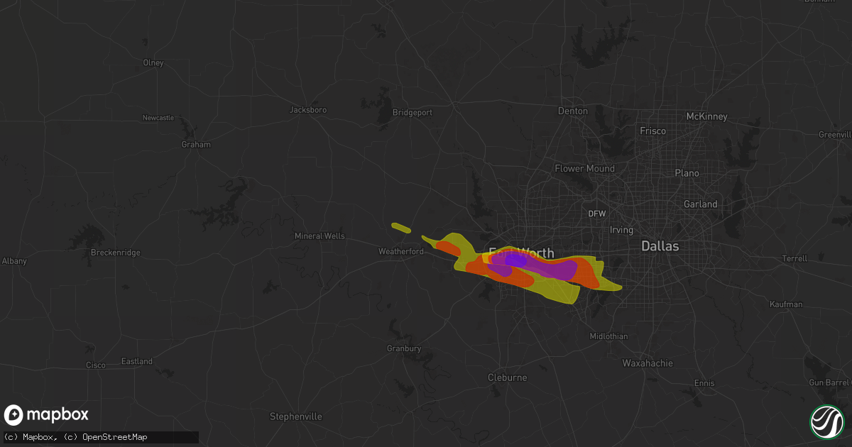 Hail map in Weatherford, TX on January 1, 1900