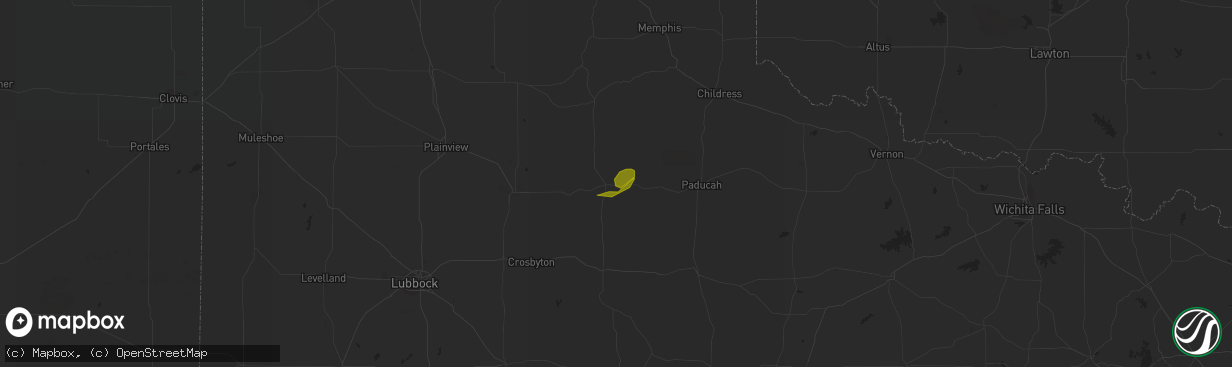 Hail map in Matador, TX on January 1, 2013