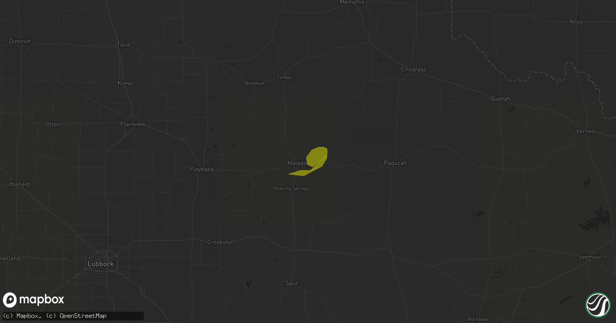 Hail map in Matador, TX on January 1, 2013