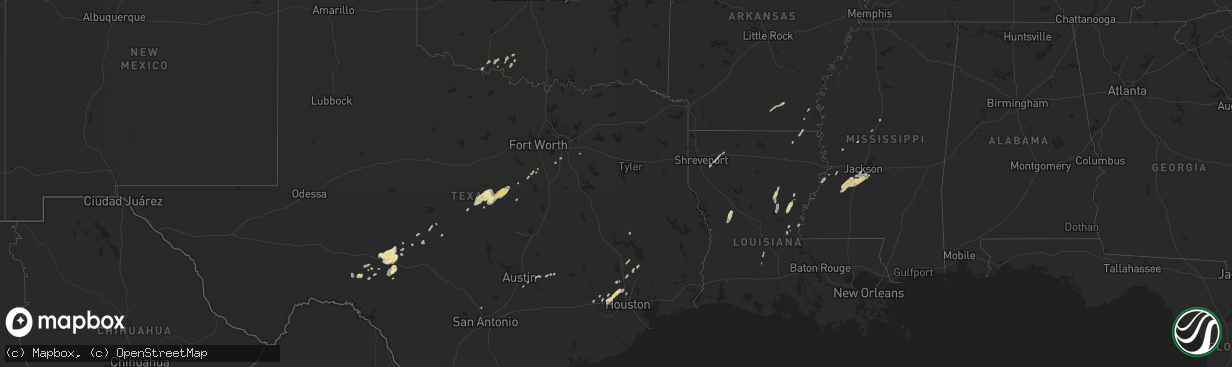 Hail map in Arkansas on January 1, 2017