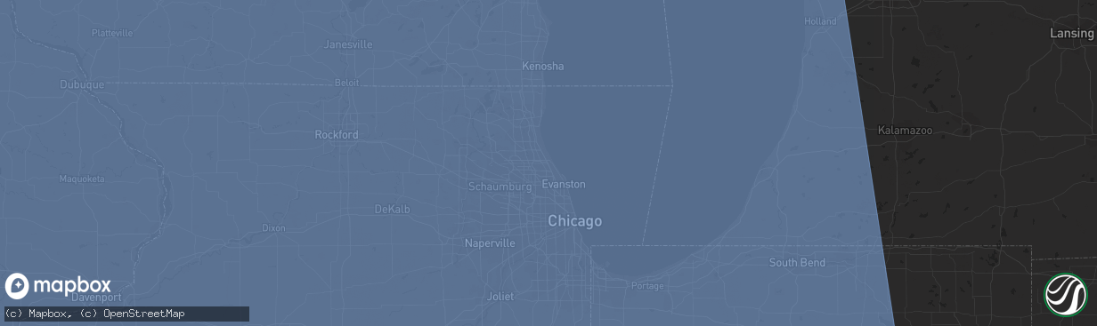 Hail map in Chicago, IL on January 1, 2019