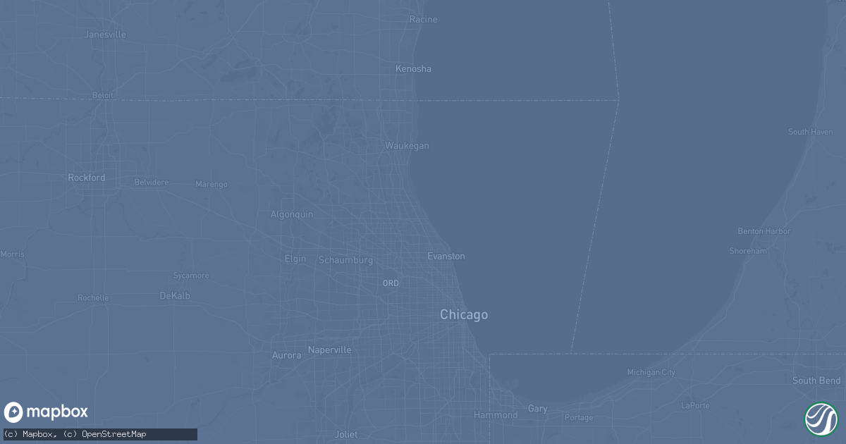 Hail map in Chicago, IL on January 1, 2019