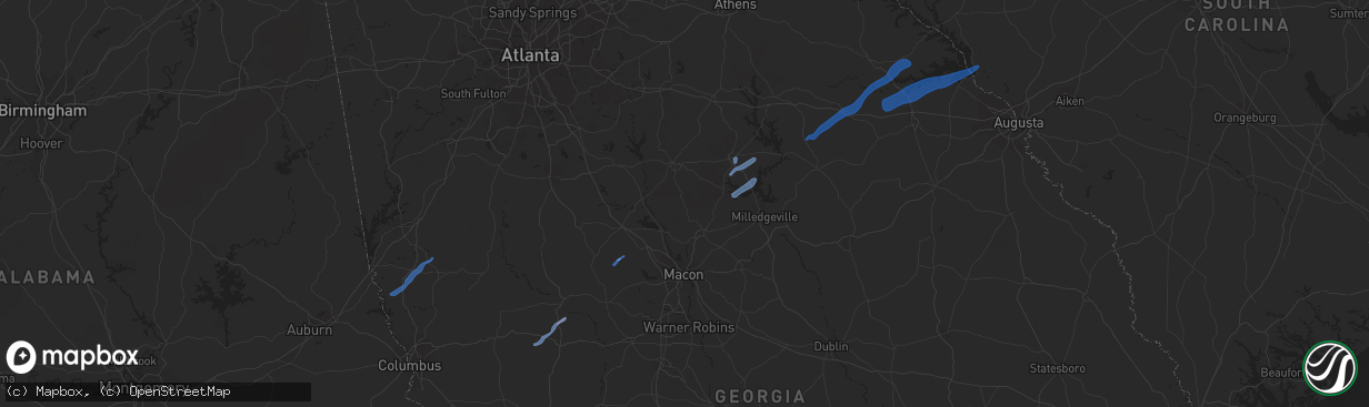 Hail map in Appling, GA on January 1, 2021