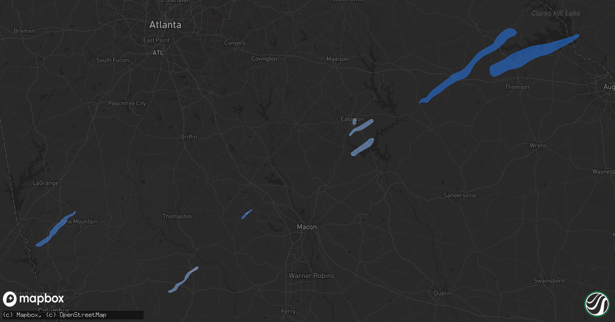 Hail map in Milledgeville, GA on January 1, 2021