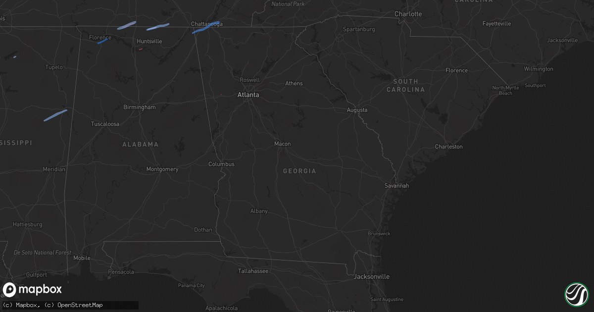 Hail map in Georgia on January 1, 2022