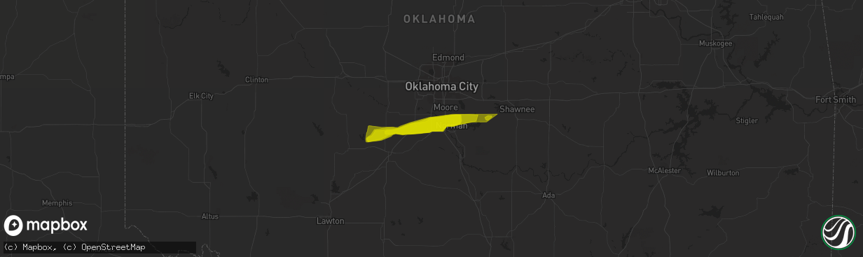 Hail map in Blanchard, OK on January 1, 2024