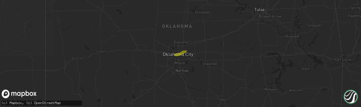 Hail map in Oklahoma City, OK on January 1, 2024