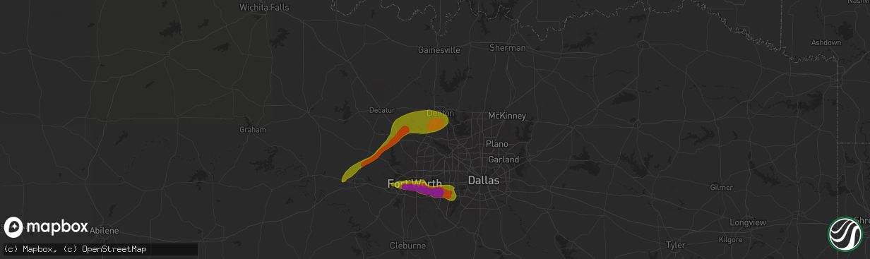 Hail map in Argyle, TX on January 2, 1900