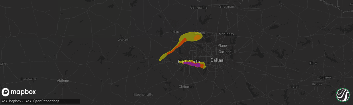 Hail map in Azle, TX on January 2, 1900