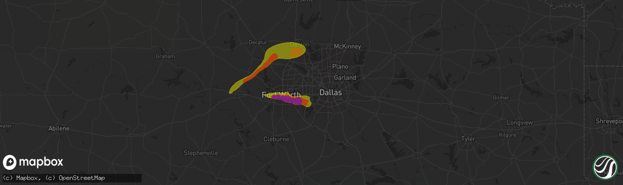 Hail map in Grand Prairie, TX on January 2, 1900