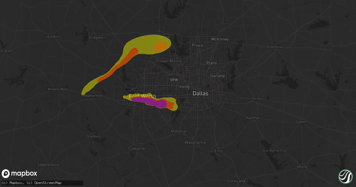 Hail map in Grand Prairie, TX on January 2, 1900