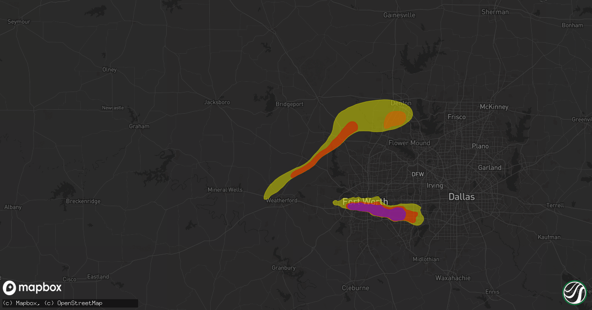 Hail map in Springtown, TX on January 2, 1900