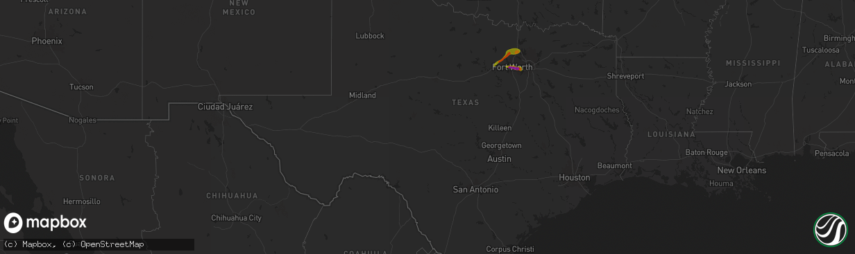 Hail map in Texas on January 2, 1900