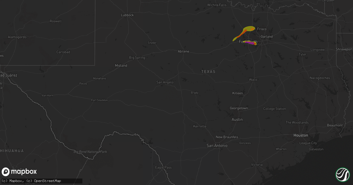Hail map in Texas on January 2, 1900