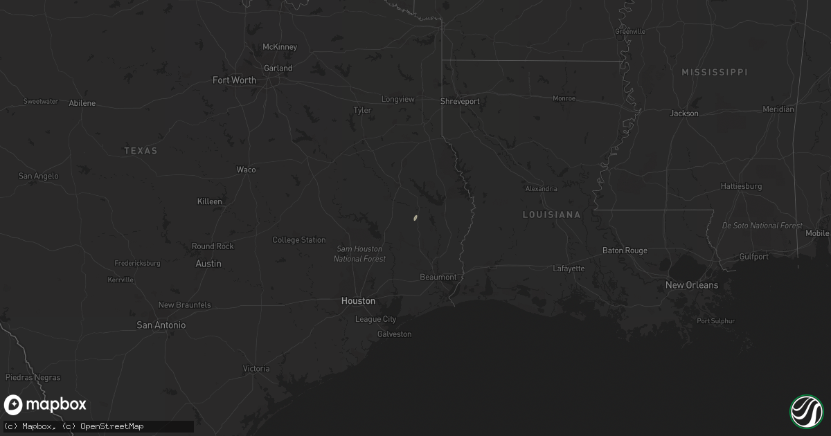 Hail map in Texas on January 2, 2015