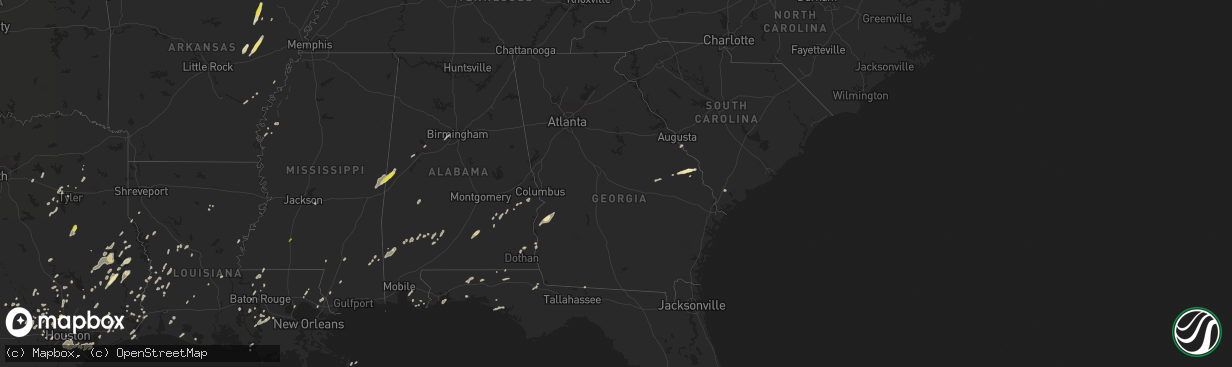 Hail map in Georgia on January 2, 2017