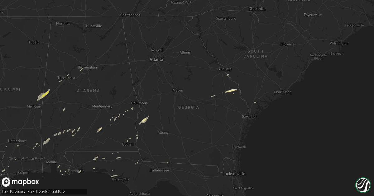 Hail map in Georgia on January 2, 2017
