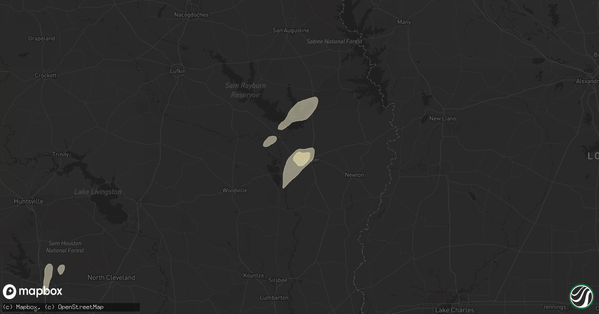 Hail map in Jasper, TX on January 2, 2017