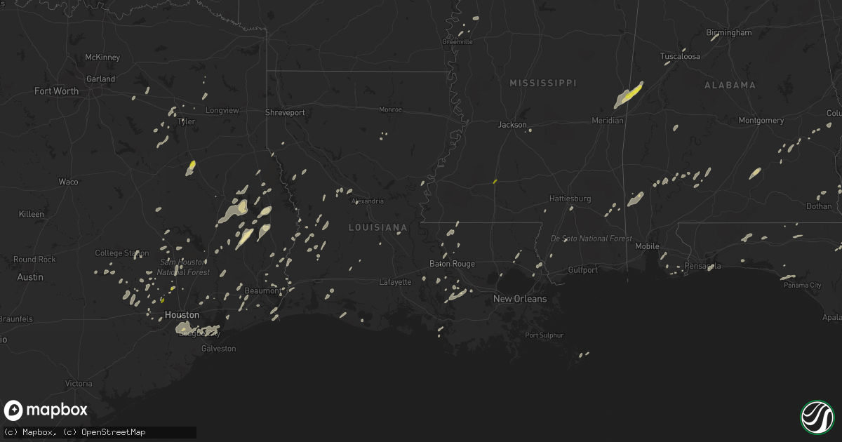 Hail map in Louisiana on January 2, 2017