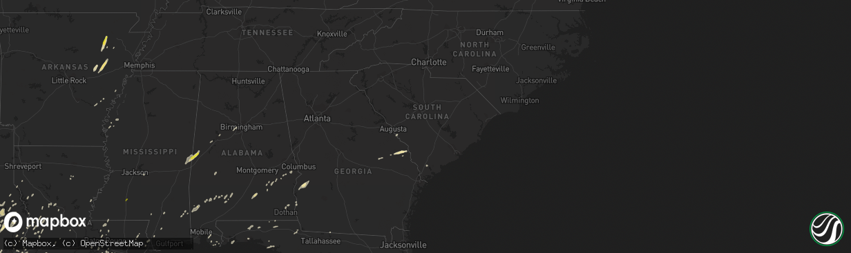 Hail map in South Carolina on January 2, 2017