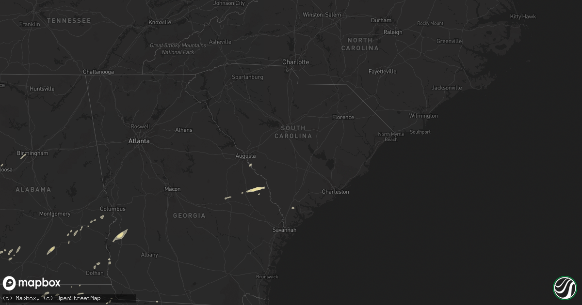 Hail map in South Carolina on January 2, 2017