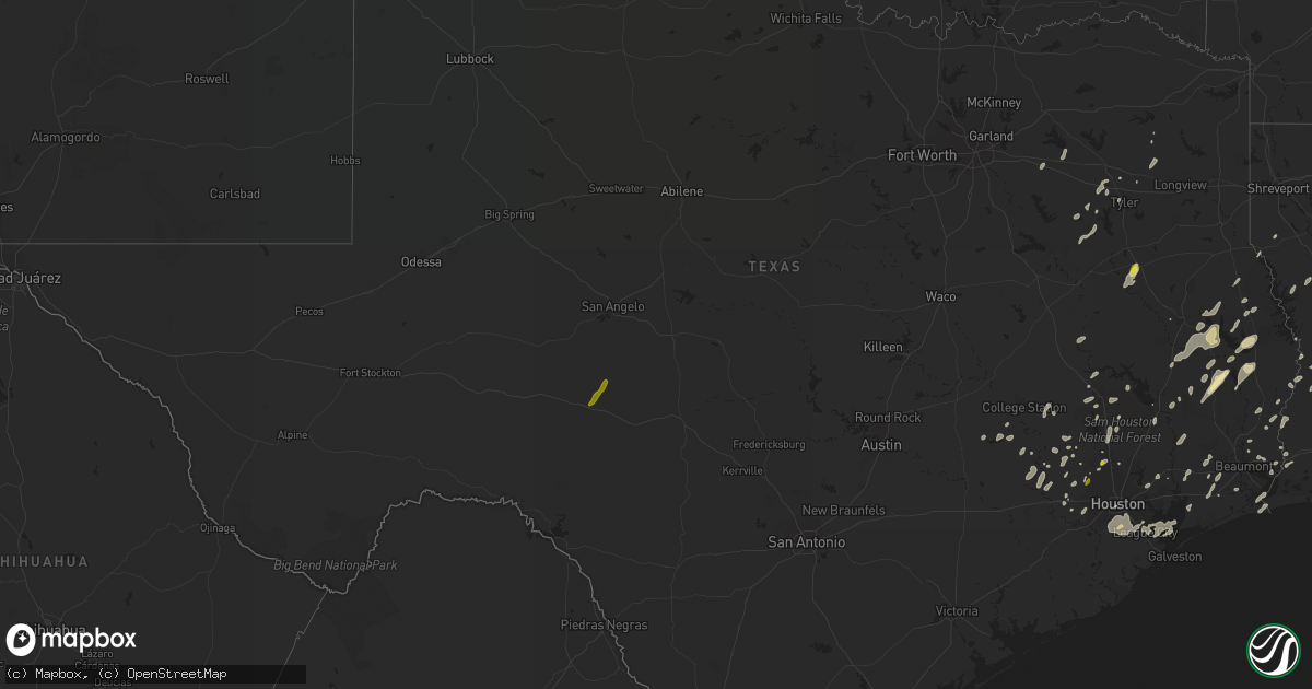 Hail map in Texas on January 2, 2017
