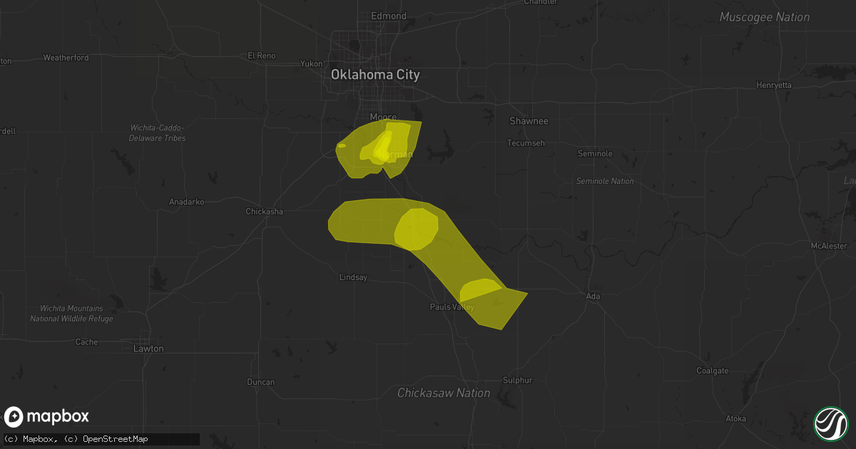 Hail map in Blanchard, OK on January 2, 2019