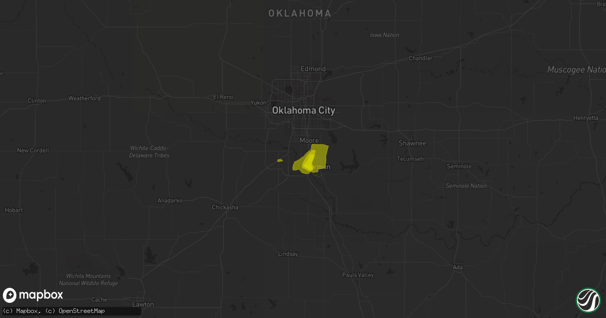 Hail map in Oklahoma City, OK on January 2, 2019