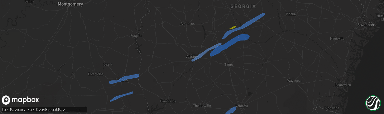 Hail map in Albany, GA on January 2, 2022