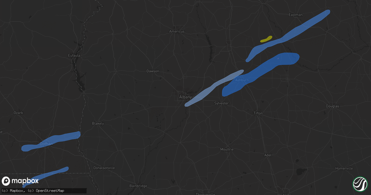 Hail map in Albany, GA on January 2, 2022
