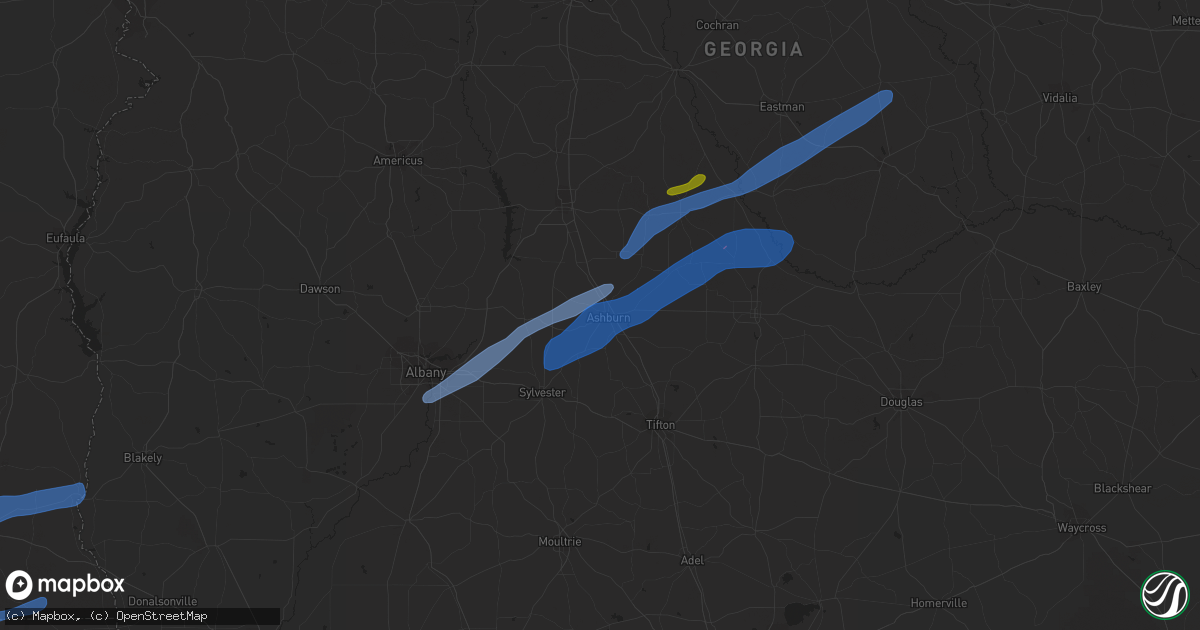 Hail map in Ashburn, GA on January 2, 2022