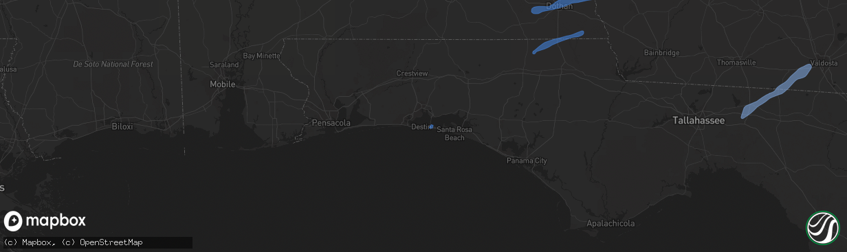 Hail map in Destin, FL on January 2, 2022