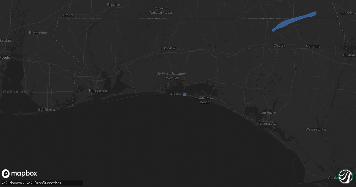Hail map in Destin, FL on January 2, 2022