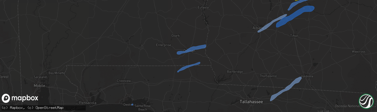 Hail map in Dothan, AL on January 2, 2022