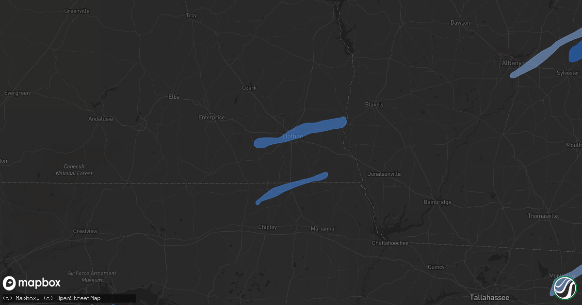 Hail map in Dothan, AL on January 2, 2022